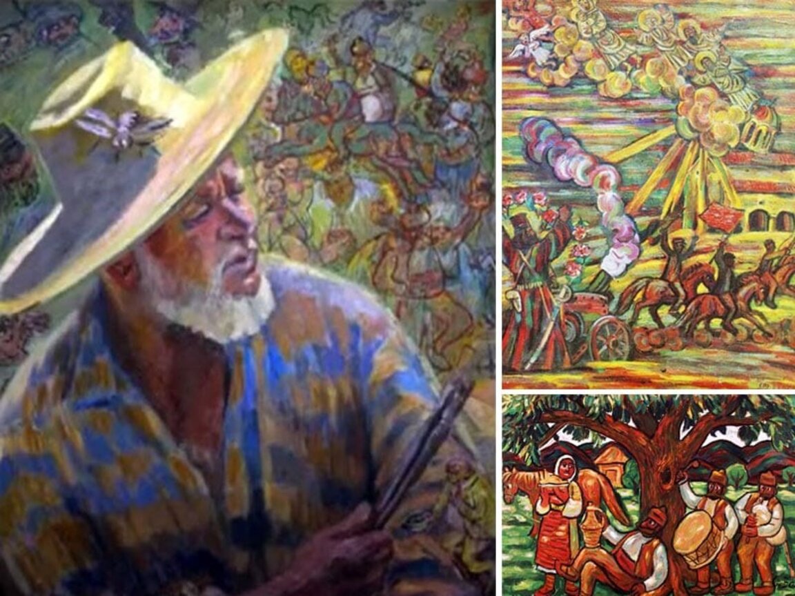 Автопортрет на художника и две от неговите творби