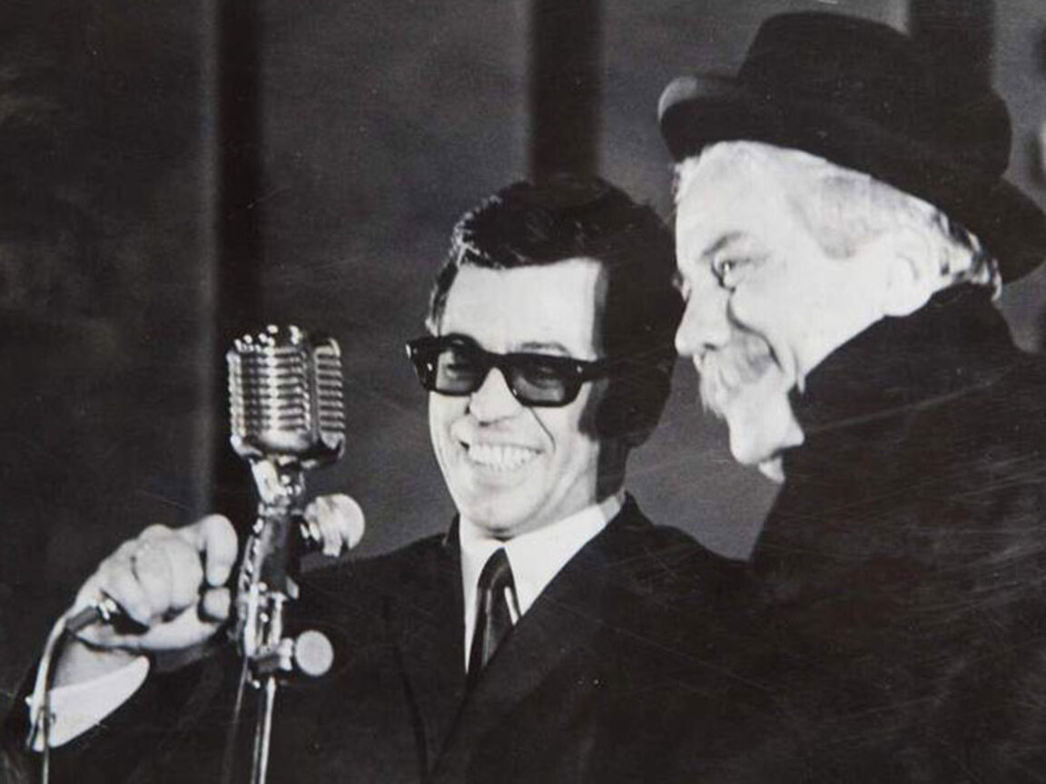 Актьорите Вели Чаушев и Лео Конфорти в „Къдрава антена“ от 1967 г.