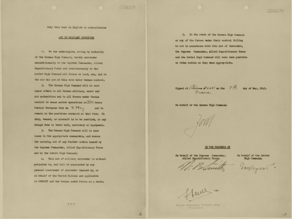 Акт на безусловна капитулация на Германия във Втората световна война, 7 май Реймс, Франция