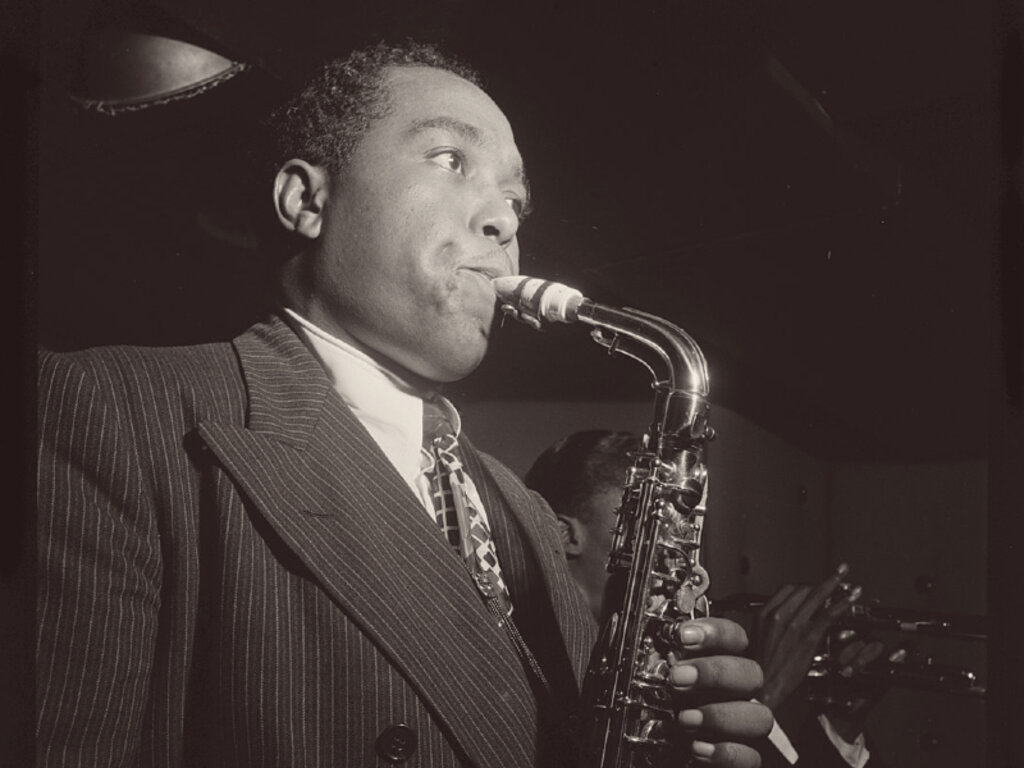 Чарли Паркър и Майлс Дейвис в клуб „Трите двойки“, 1947 г.