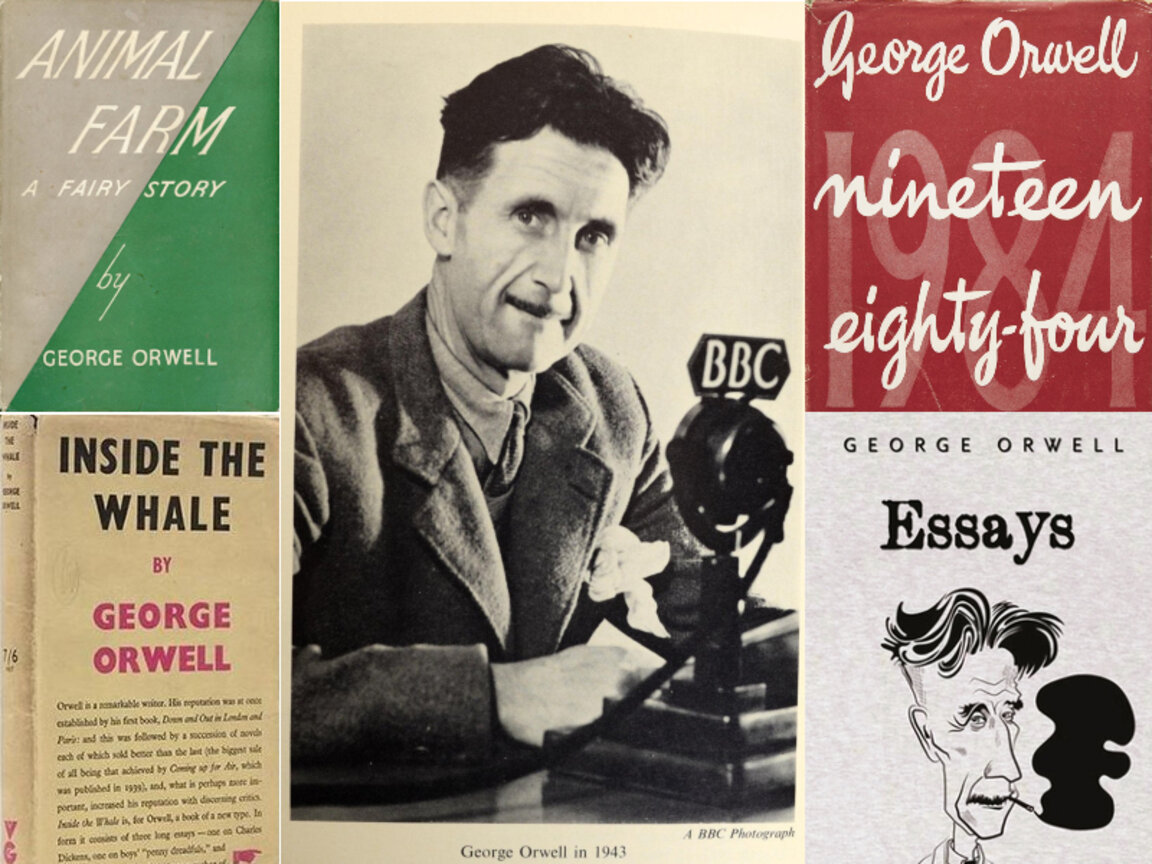 Колаж от кориците на произведенията на Джордж Оруел