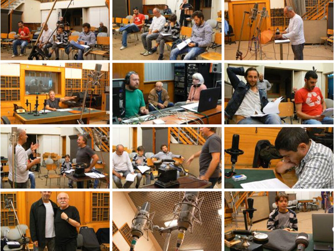 Репетиция за представление-реставрация на радиопиесата „Крилата помощ“ през 2014 г..