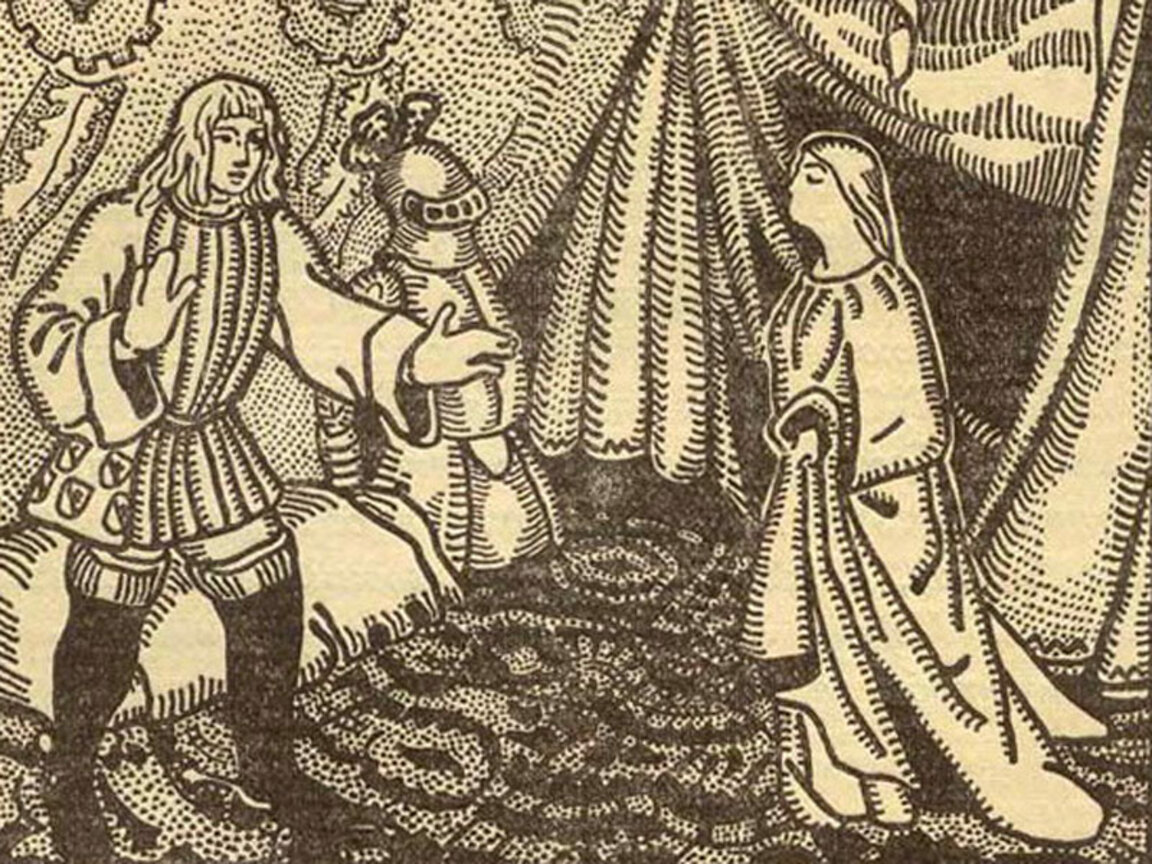 „Монна Ванна“, фрагмент от рисунка на Николай Рьорих по драмата на Метерлинк, 1905 г.